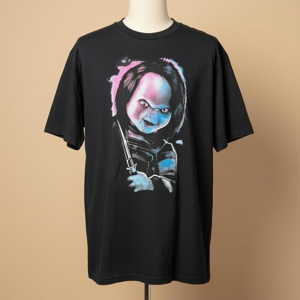 Chucky Horror Graphic Tee Black Size 2XL Scary Movie Slasher Shirt